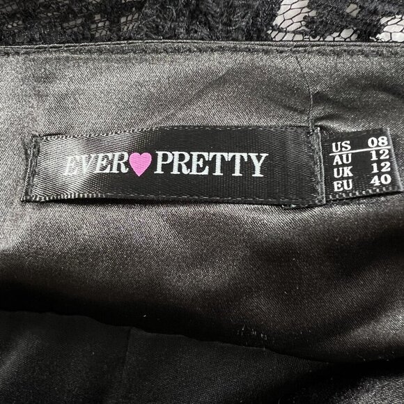 Ever Pretty Black Lace Satin Maxi Evening Gown Dress 8 Fairy Goth Minimalistic - Picture 12 of 16